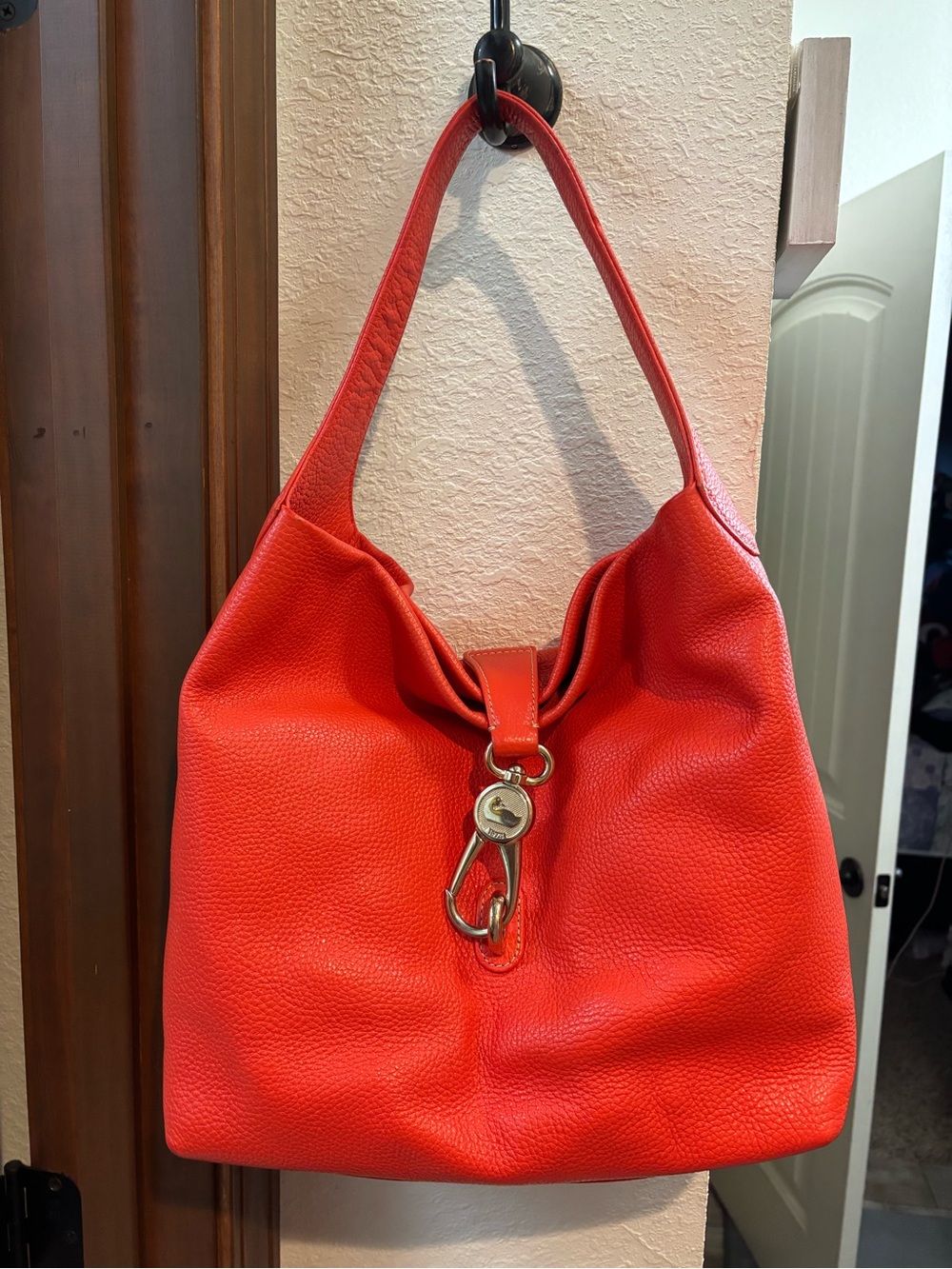 Dooney & Bourke Orange Leather Hobo Bag - Women's Shoulder Tote